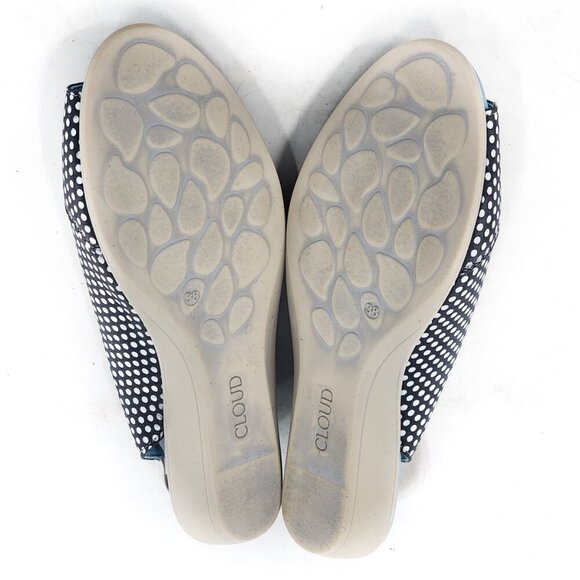 CLOUD Caliber Polka Dot Leather Low Wedge Comfort Slingback Sandals - Picture 7 of 7